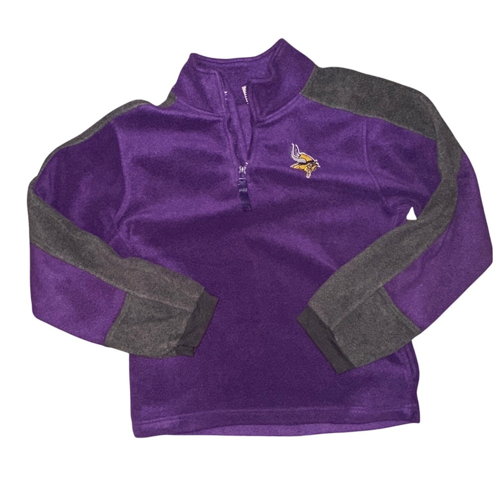 NFL Minnesota Vikings Kids XL 20 Purple Fleece Quarter Zip Pullover‎ Sweater